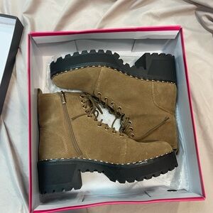 Vince Camuto Brown Lace-Up Combat Boots